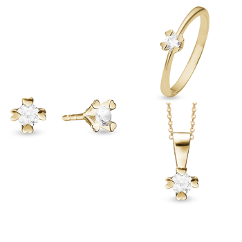 Mary 8 kt guld smykkesæt med i alt 0,80 ct labgrown diamanter Wesselton VS